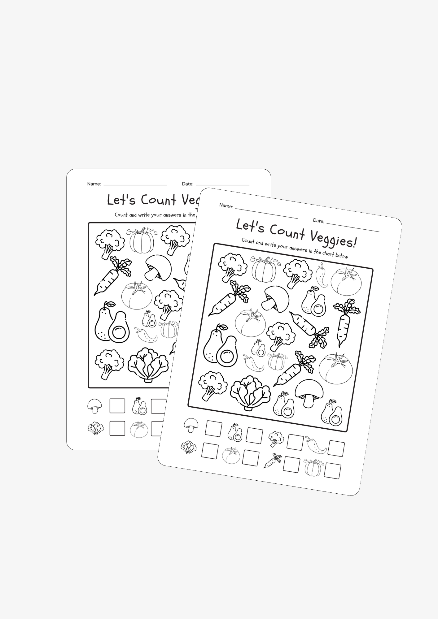 K- Counting Worksheet Veggies