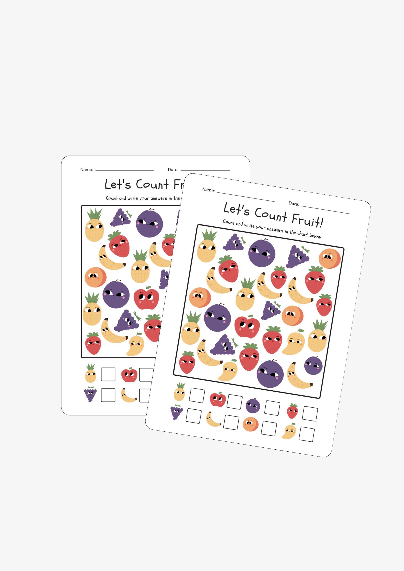 K- Counting Worksheet Fruit