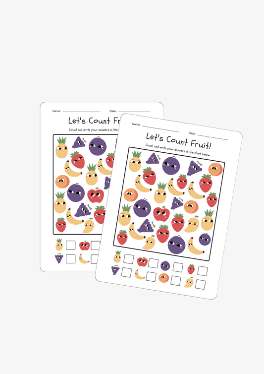 K- Counting Worksheet Fruit